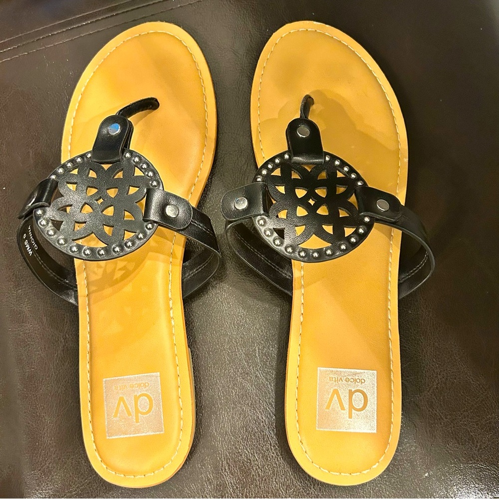 Dolce Vita Gotie Black Vegan Leather Sandal Size 9